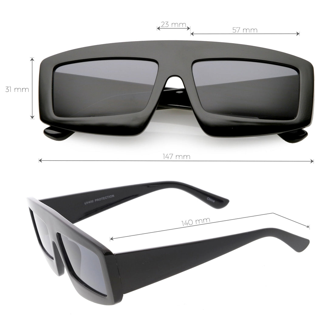 Futuristic Retro Rectangle Block Flat Lens Sunglasses C752