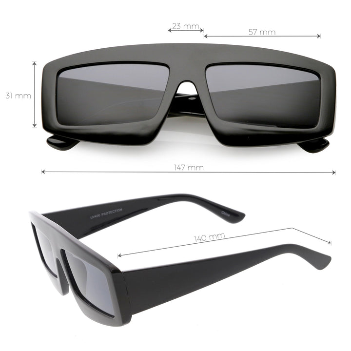 Futuristic Retro Rectangle Block Flat Lens Sunglasses C752