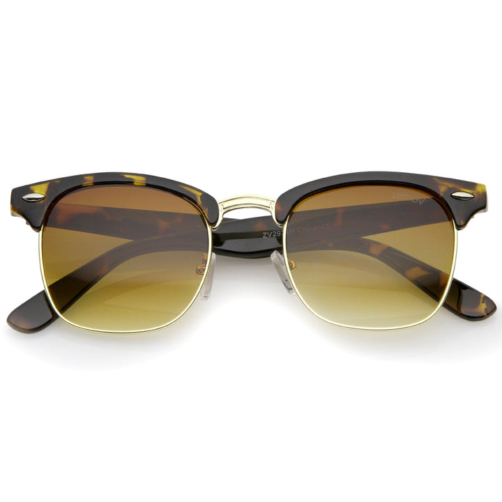 Indie Half Frame Horned Rim Vintage Inspired Sunglasses 2934