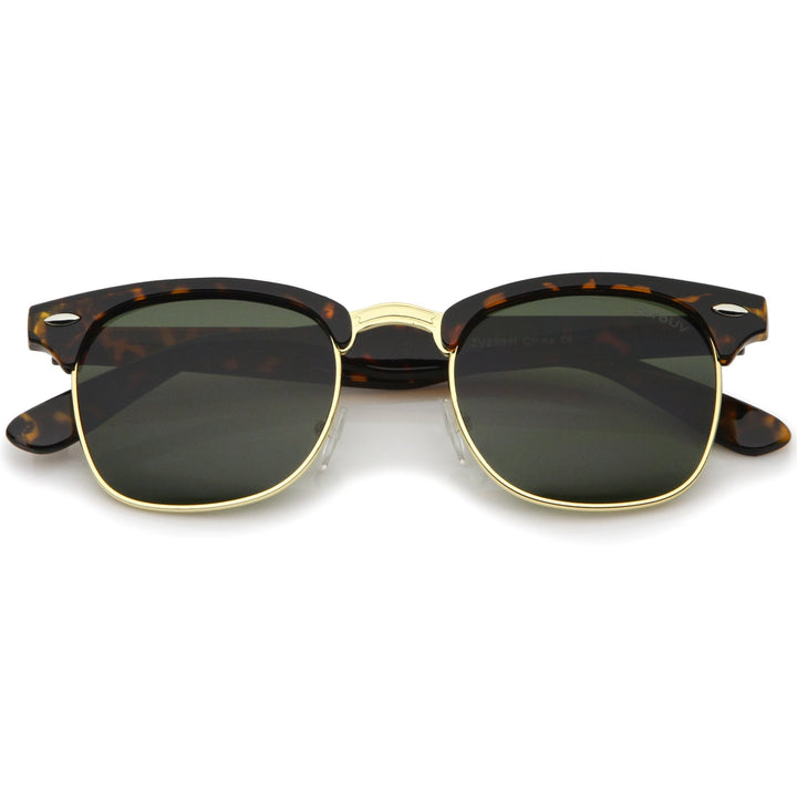 Indie Half Frame Horned Rim Vintage Inspired Sunglasses 2934