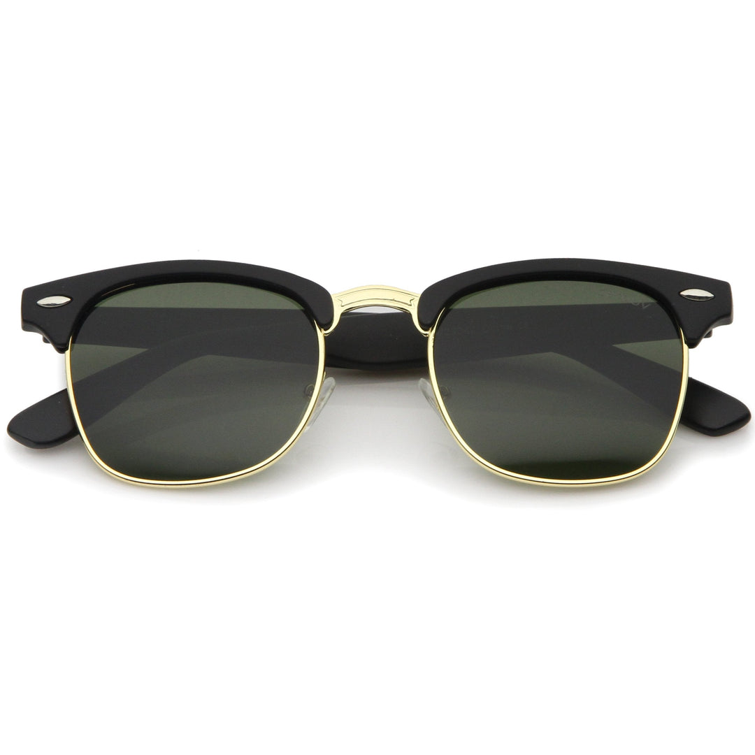 Indie Half Frame Horned Rim Vintage Inspired Sunglasses 2934