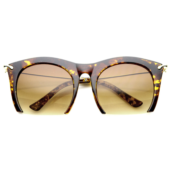 Trendy Women's Fashion Half Frame Cat Eye Sunglasses 9651