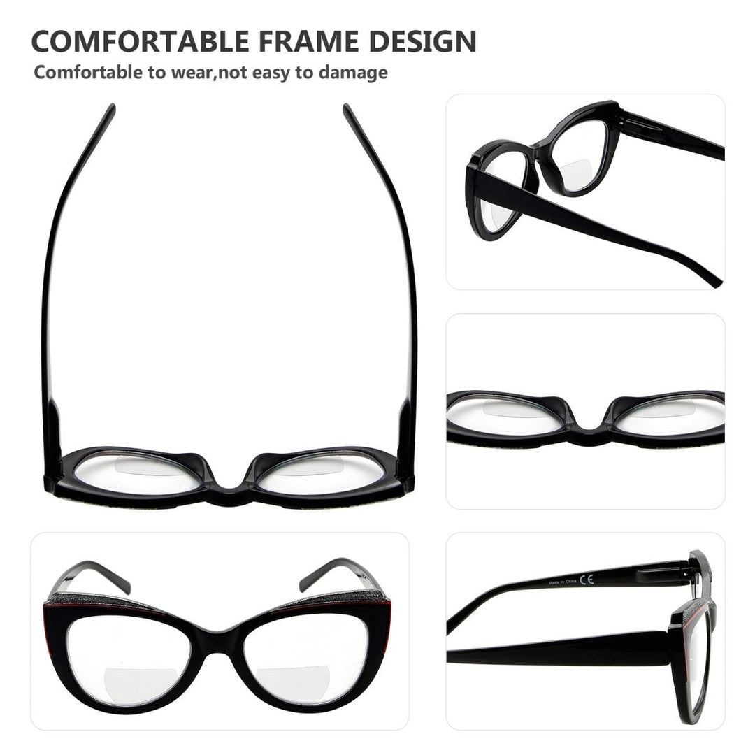 4 Pack Stylish Cat-eye Bifocal Reading Glasses Cute Readers BR2118