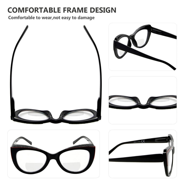 4 Pack Stylish Cat-eye Bifocal Reading Glasses Cute Readers BR2118