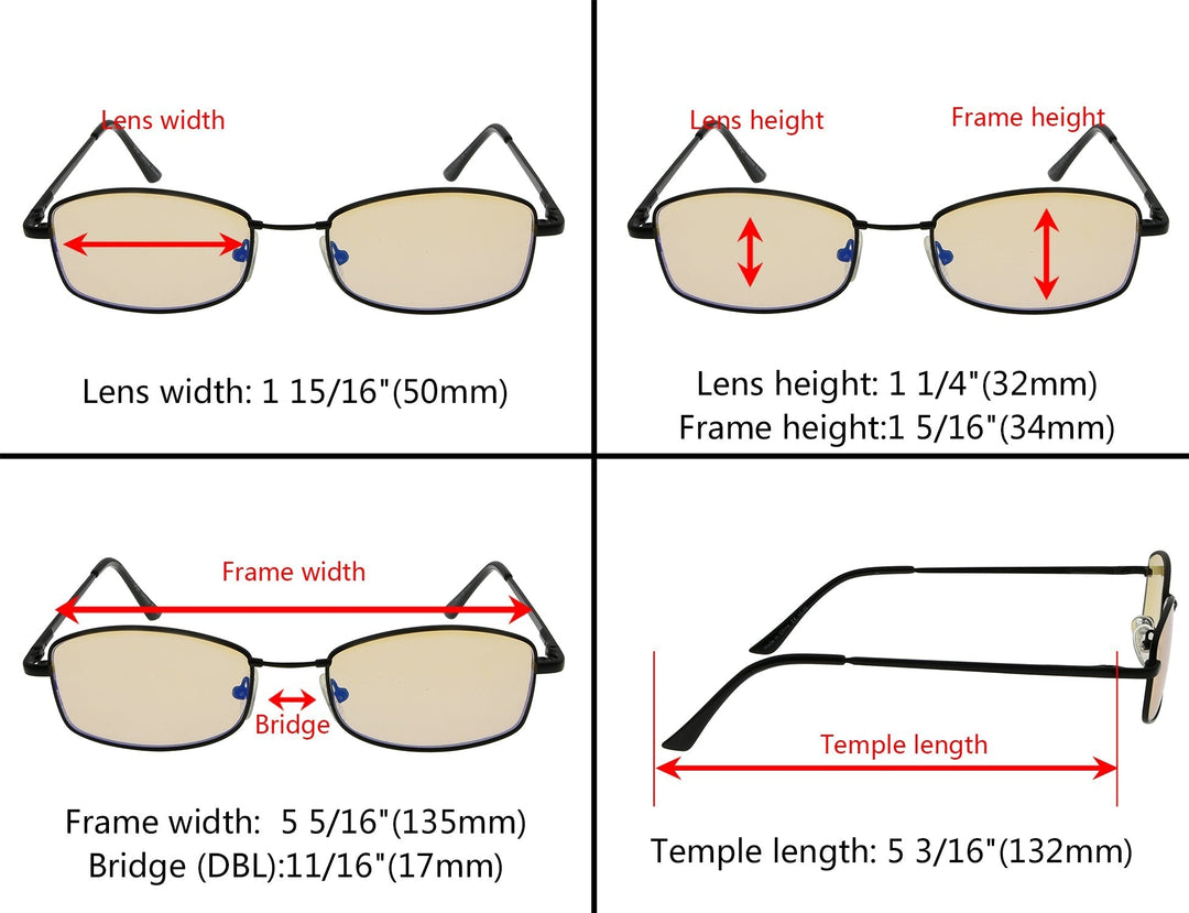 4 Pack Bendable Blue Light Filter Reading Glasses UVR1712