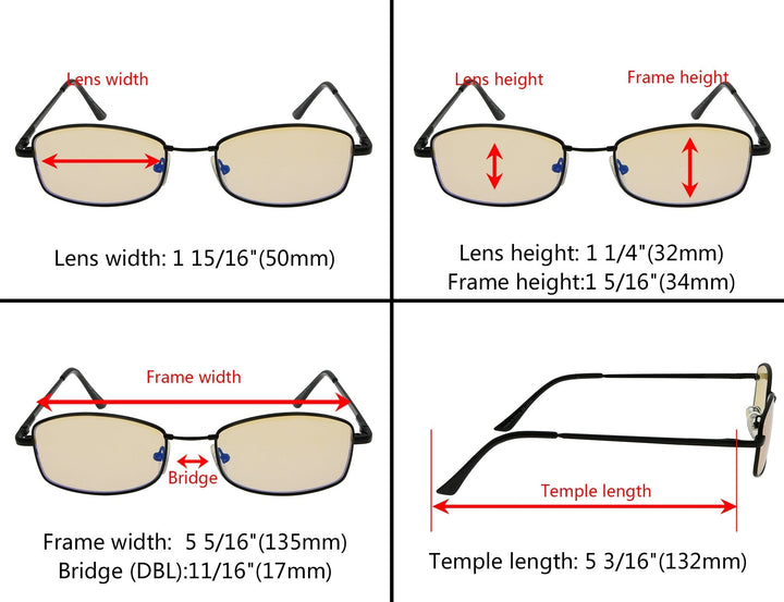 Paquete de 4 gafas de lectura flexibles con filtro de luz azul 