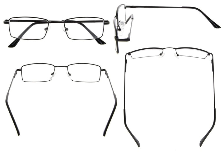 Paquete de 4 gafas de lectura con puente de metal con memoria flexible