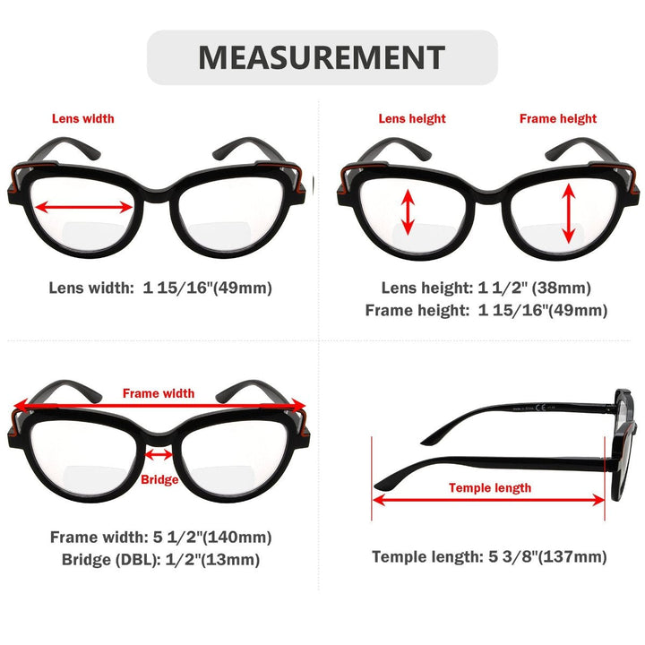 4 Pack Fashionable Cat-eye Bifocal Reading Glasses BR2113
