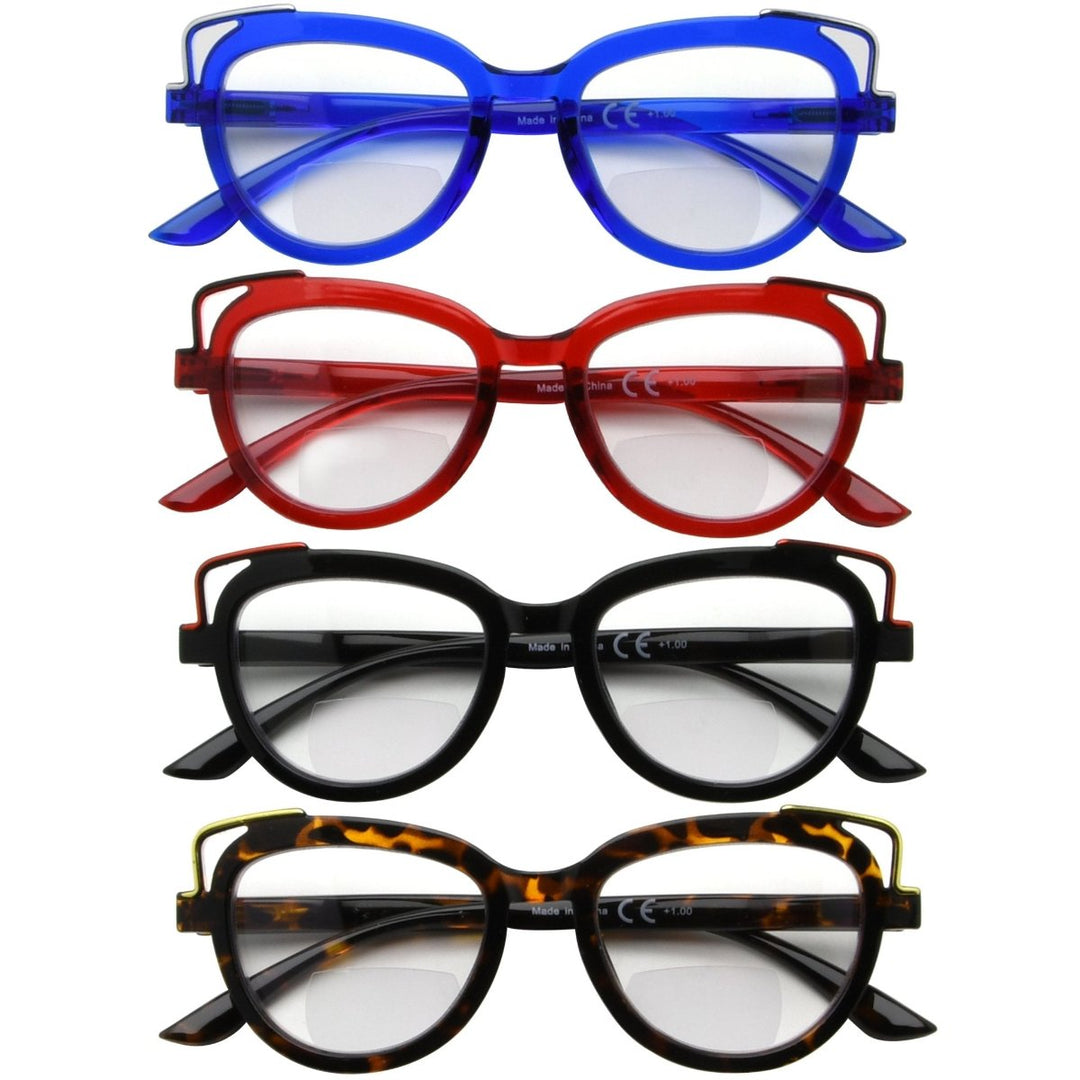 4 Pack Fashionable Cat-eye Bifocal Reading Glasses BR2113