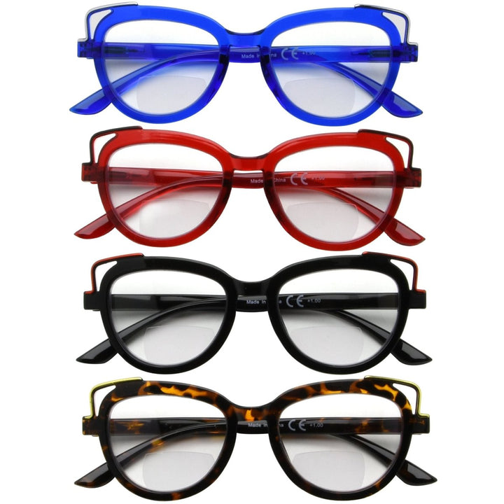 4 Pack Fashionable Cat-eye Bifocal Reading Glasses BR2113