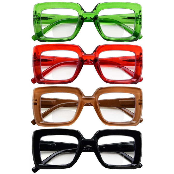 4 Pack Funky Thicker Frame Bifocal Reading Glasses BR2101