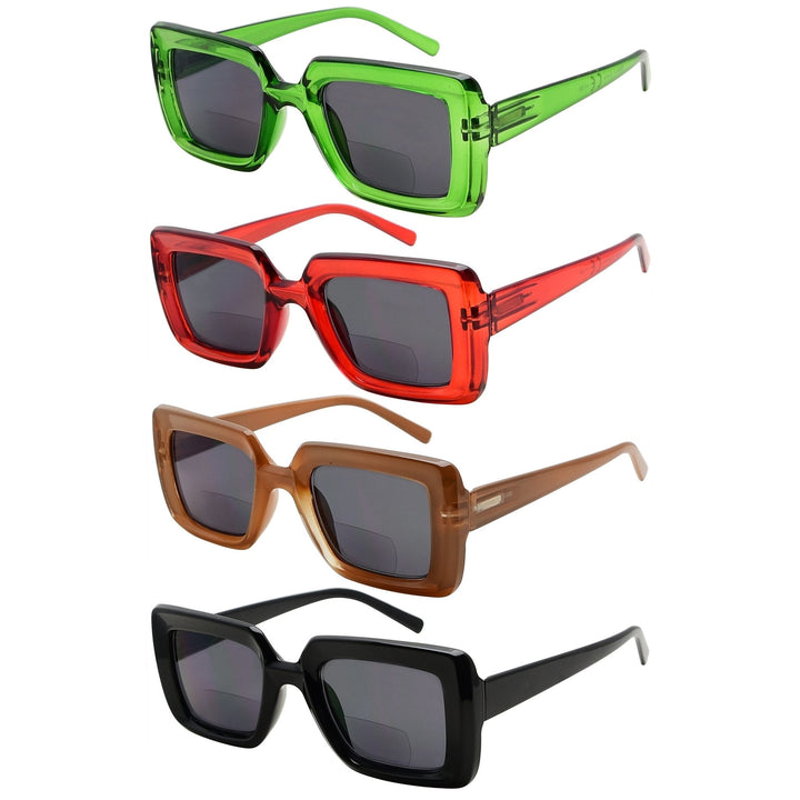 4 Pack Trendy Thicker Frame Bifocal Reading Sunglasses SBR2101
