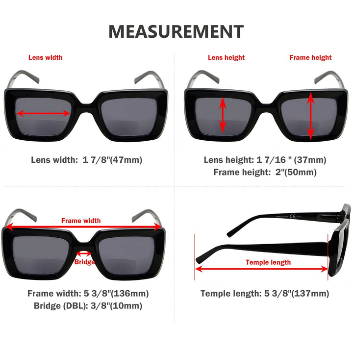 4 Pack Trendy Thicker Frame Bifocal Reading Sunglasses SBR2101