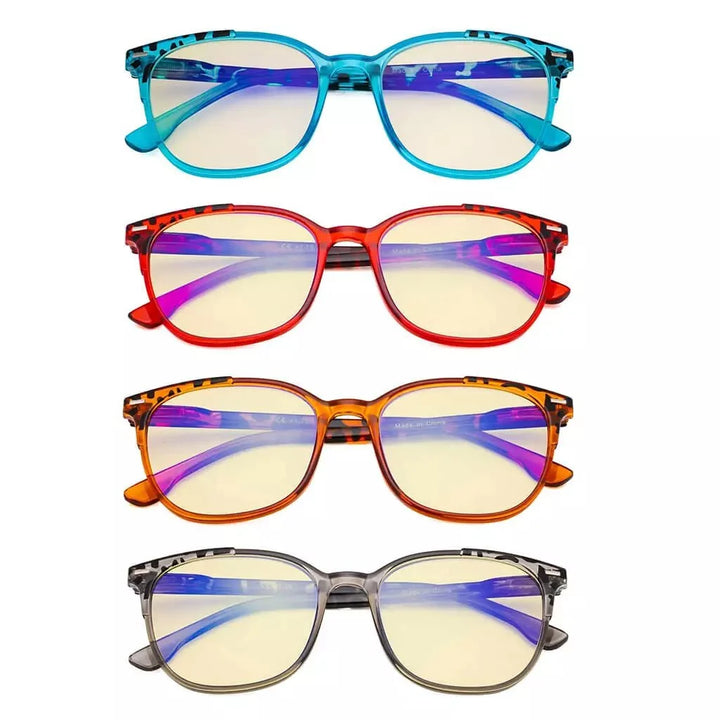 4 Pack Blue Light Filter Browline Glass Hipster Style TM9001D