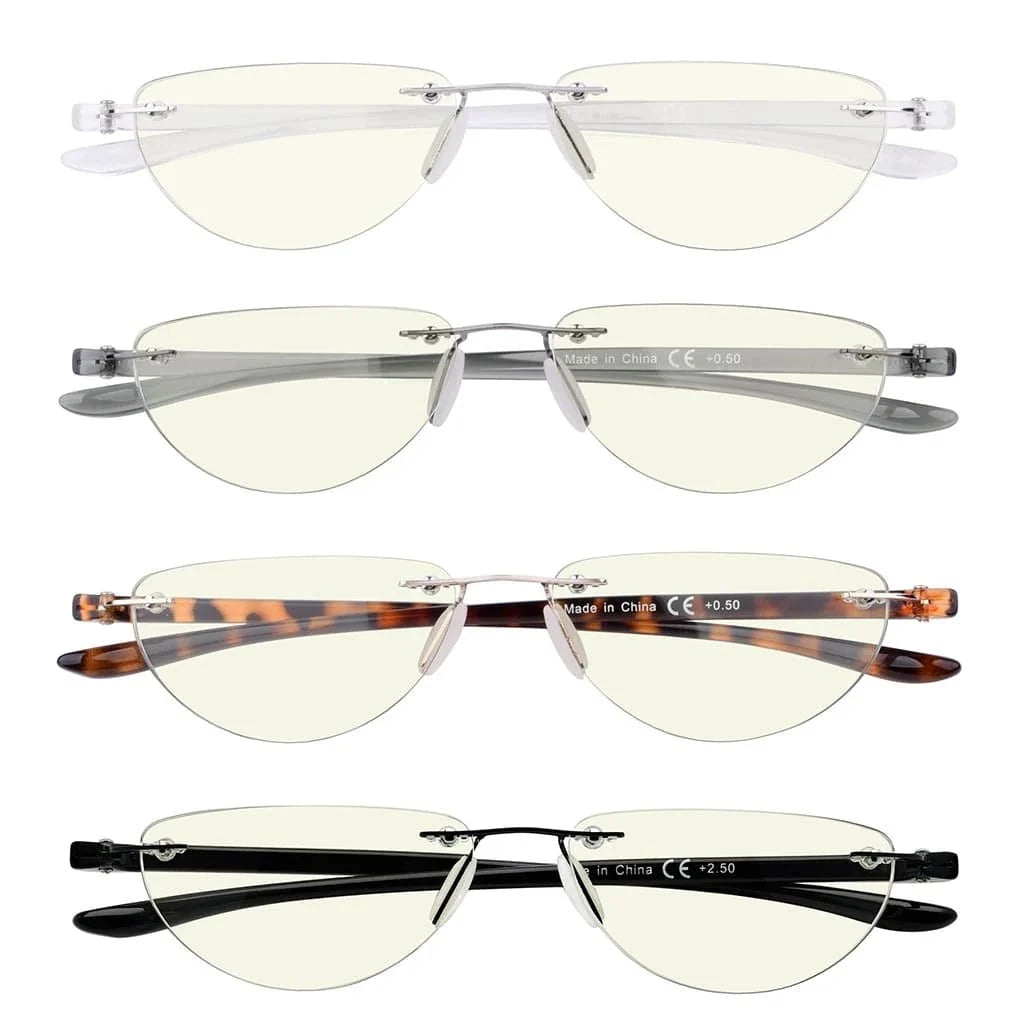 4 Pack Blue Light Reading Glasses Half Moon Style UVR2202