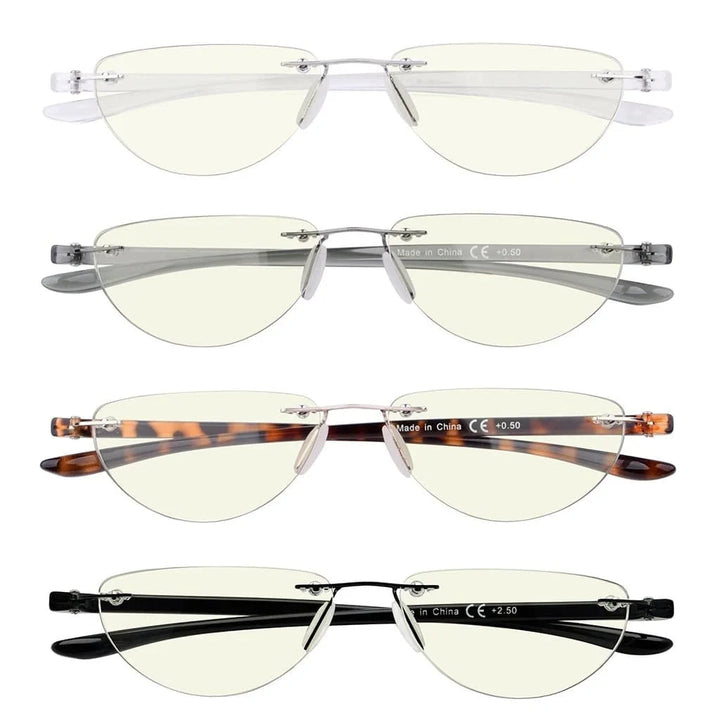 4 Pack Blue Light Reading Glasses Half Moon Style UVR2202