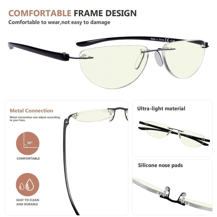 4 Pack Blue Light Reading Glasses Half Moon Style UVR2202