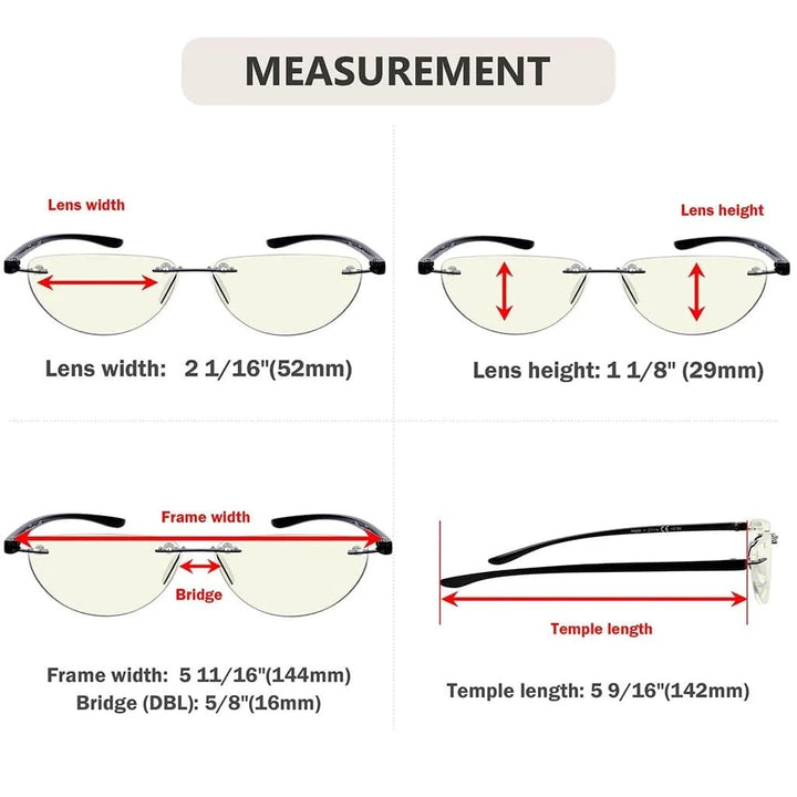 4 Pack Blue Light Reading Glasses Half Moon Style UVR2202