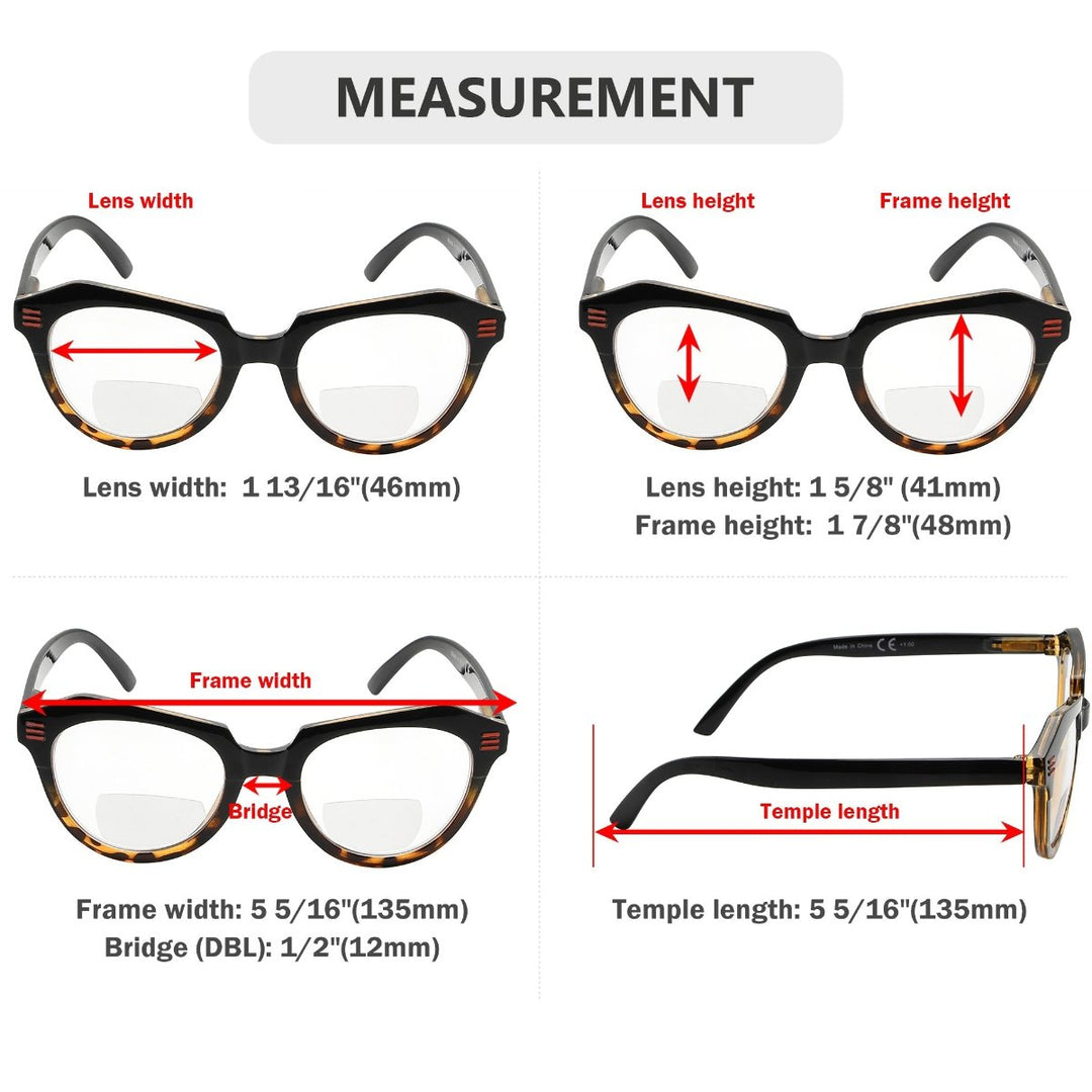 4 Pack Cat Eye Bifocal Distinctive Reading Glasses