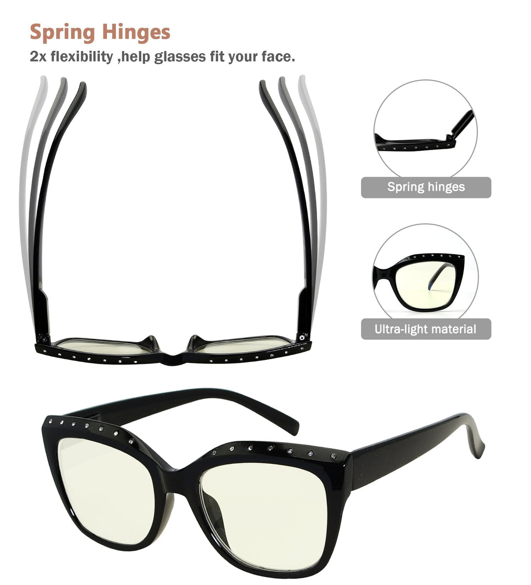 4 Pack Cat-eye Blue Light Filter Reading Glasses UVR2015