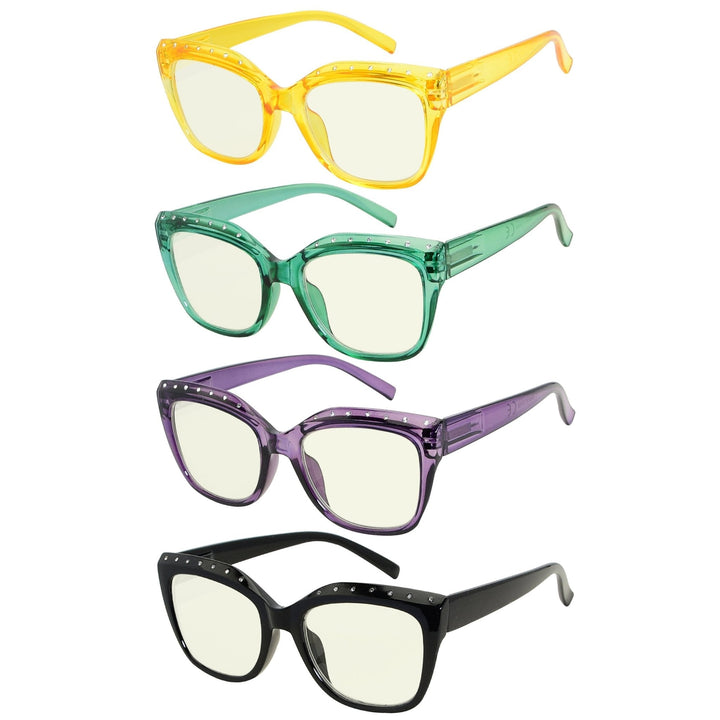 4 Pack Cat-eye Blue Light Filter Reading Glasses UVR2015