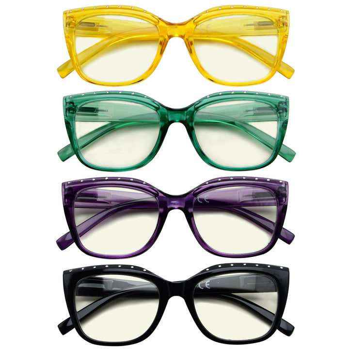 4 Pack Cat-eye Blue Light Filter Reading Glasses UVR2015