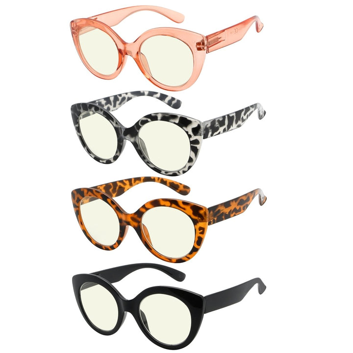 4 Pack Cat Eye Blue Light Filter Readers