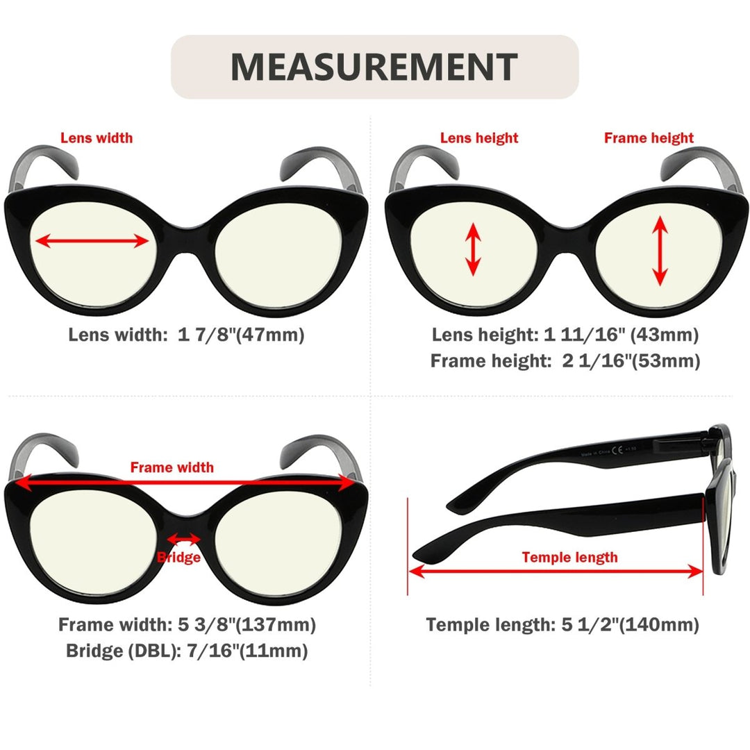 4 Pack Cat Eye Blue Light Filter Readers