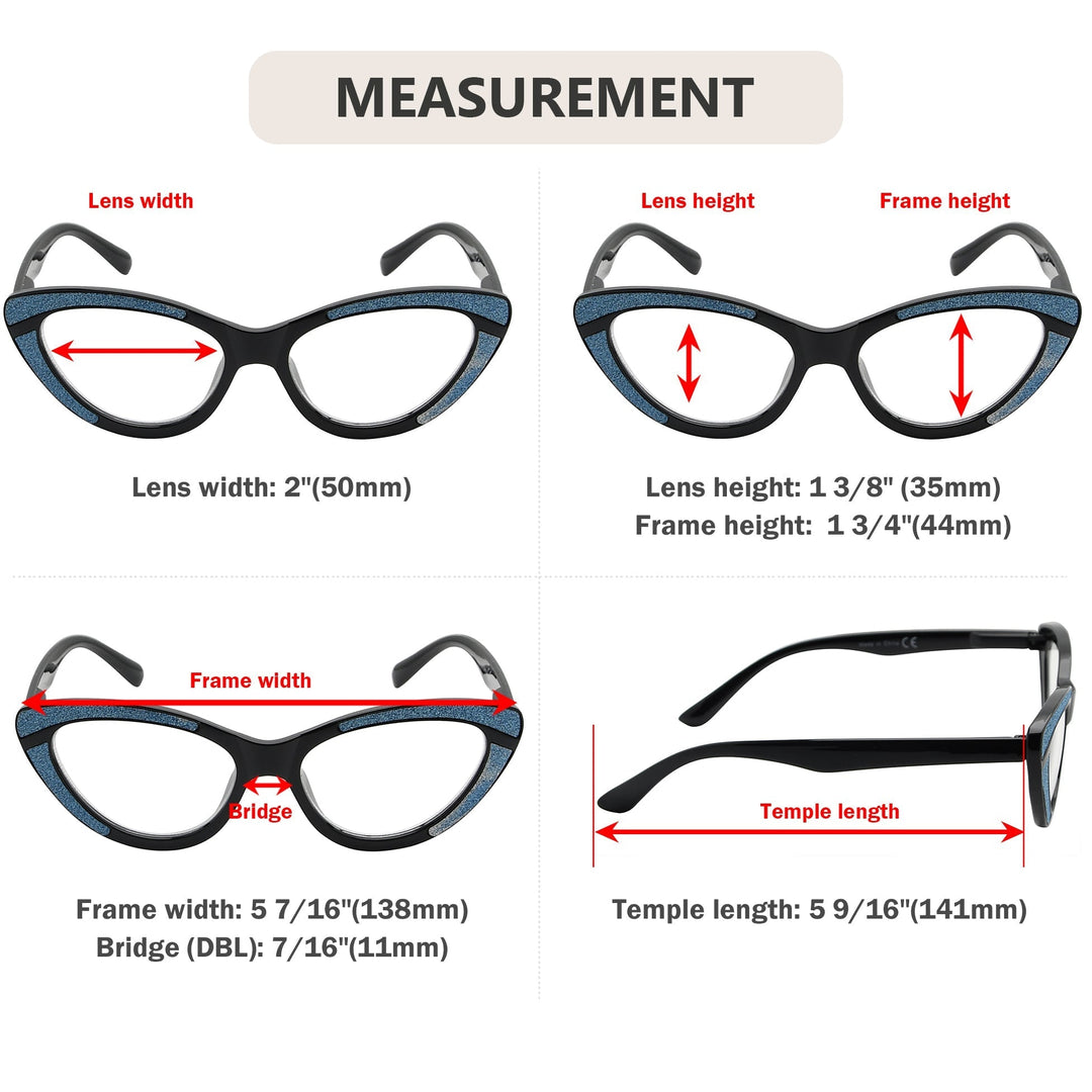 4 Pack Cat Eye Chic Reading Glasses