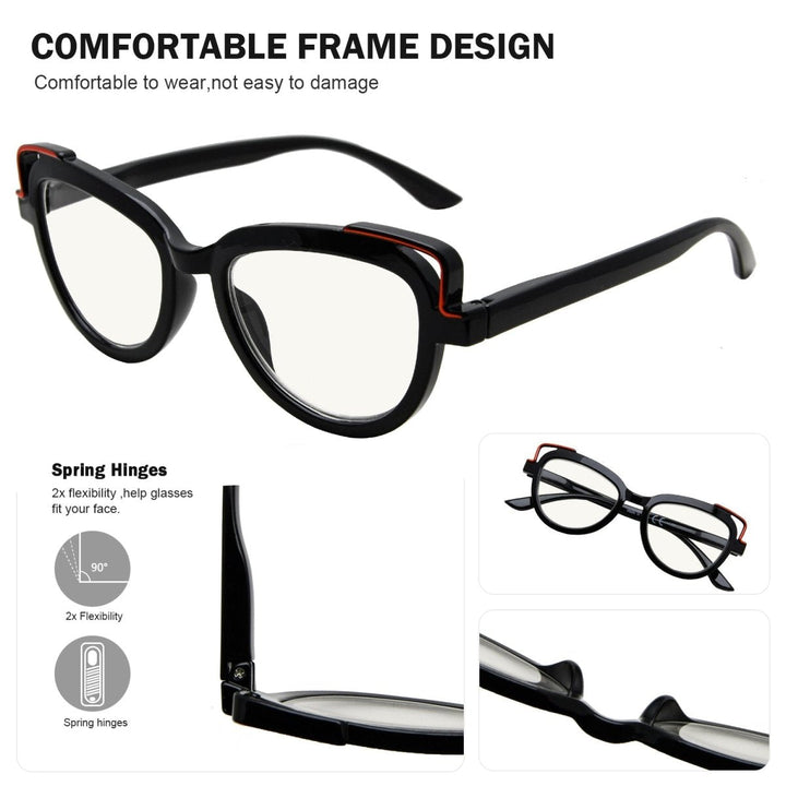 4 Pack Cat Eye Progressives Multifocal Reading Glasses