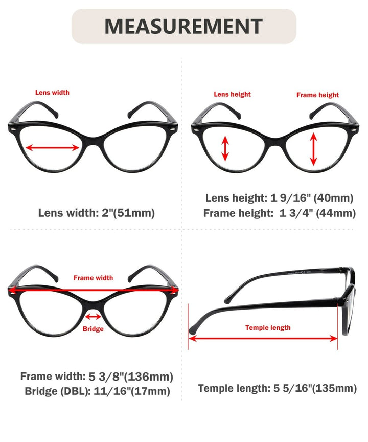 4 Pack Cat Eye Progressives Multifocus Readers