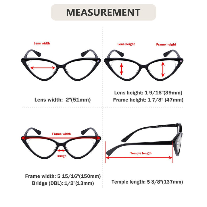 4 Pack Cat Eye Reading Glasses Stylish Readers