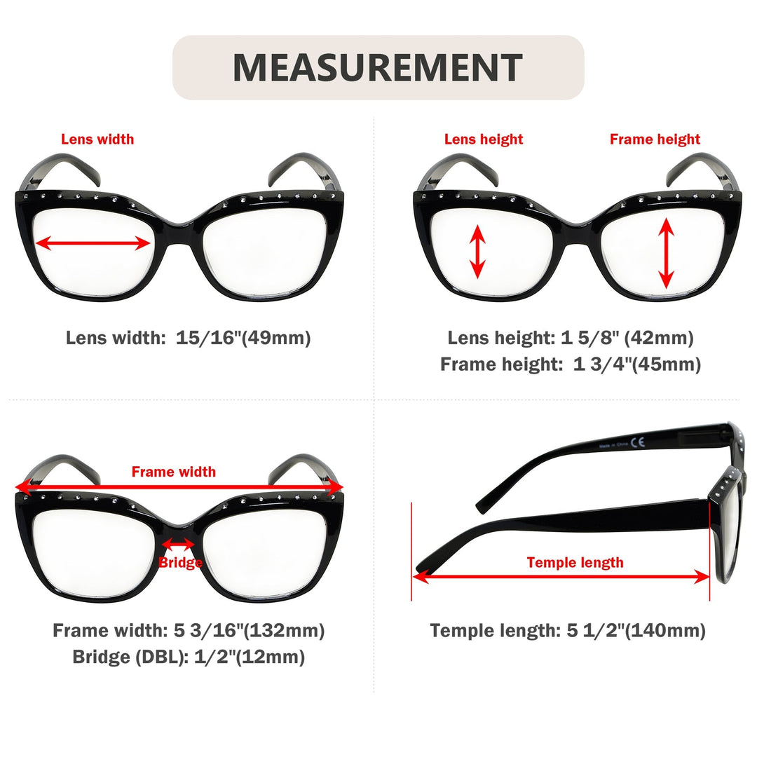 4 Pack Cat Eye Rhinestone Reading Glasses R2015