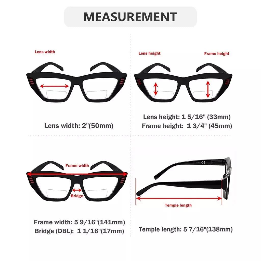 4 Pack Cat-eye Thicker Frame Bifocal Reading Glasses BR2017