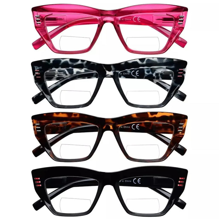 4 Pack Cat-eye Thicker Frame Bifocal Reading Glasses BR2017