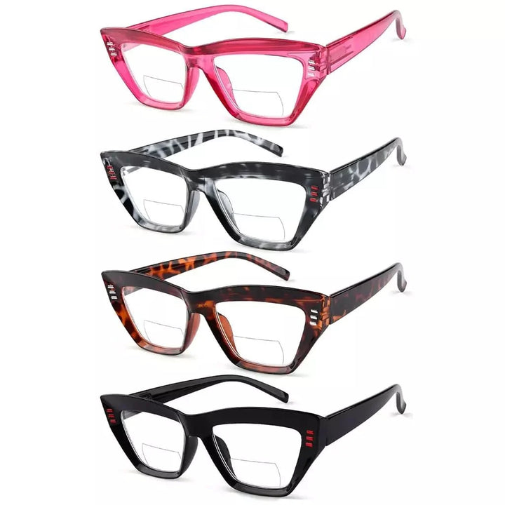 4 Pack Cat-eye Thicker Frame Bifocal Reading Glasses BR2017