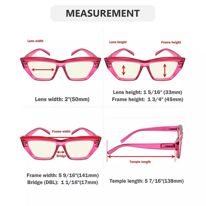4 Pack Cat-eye Thicker Frame Blue Light Filter Readers UVR2017