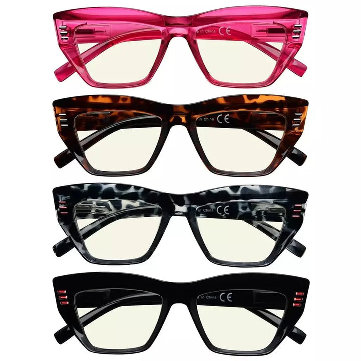 4 Pack Cat-eye Thicker Frame Blue Light Filter Readers UVR2017