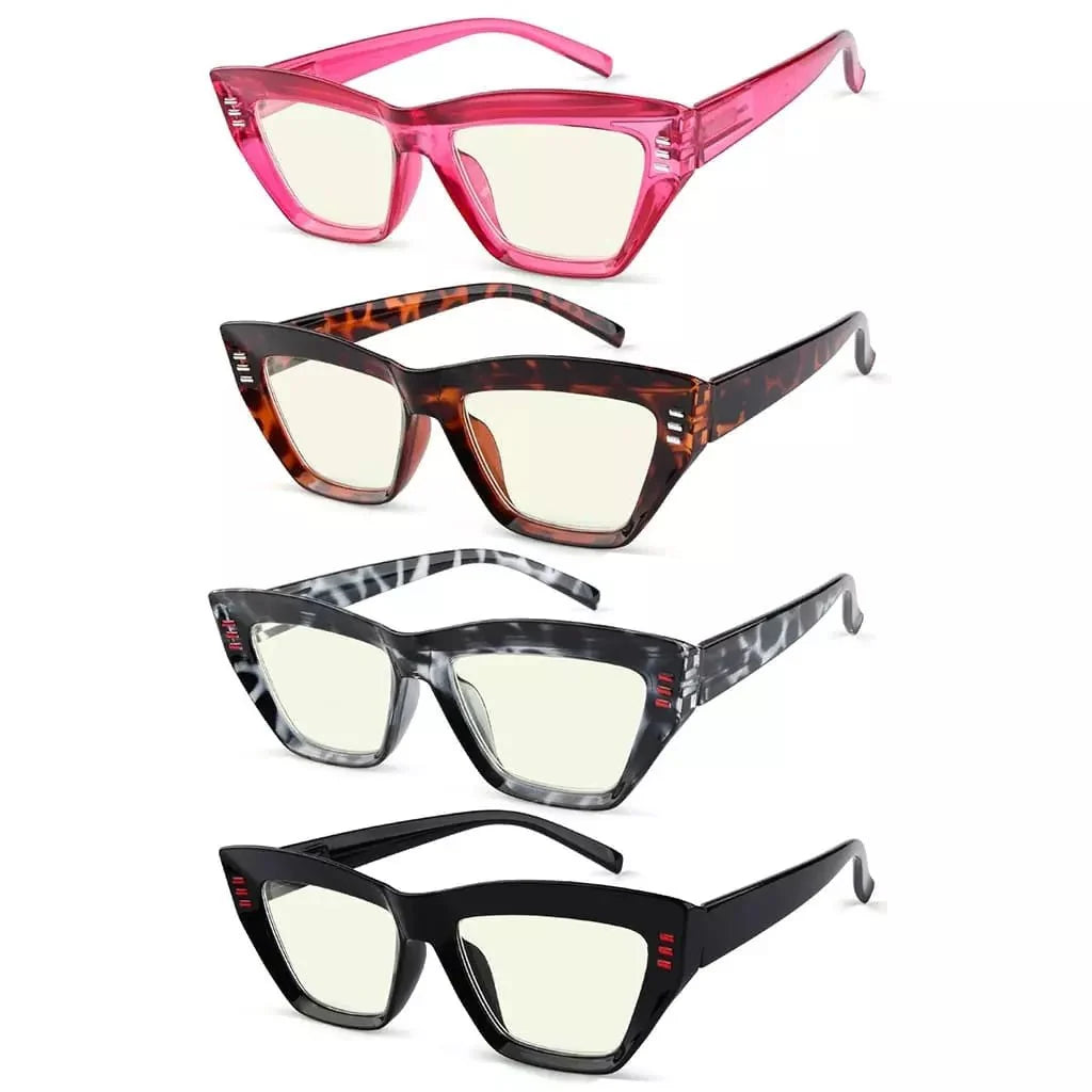 4 Pack Cat-eye Thicker Frame Blue Light Filter Readers UVR2017