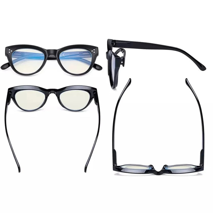 4 Pack Cat-eye Thicker Frame Blue Light Filter Readers UVR9108