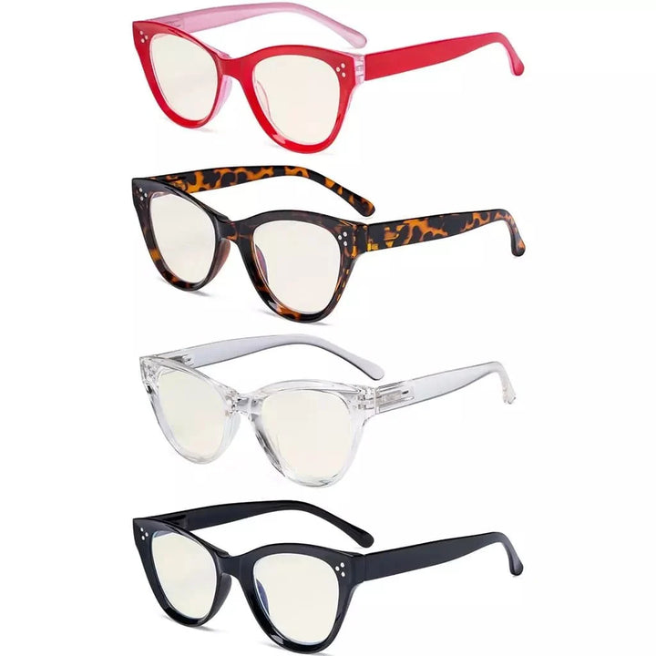 4 Pack Cat-eye Thicker Frame Blue Light Filter Readers UVR9108