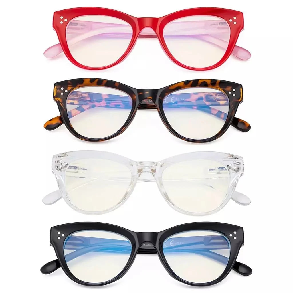 4 Pack Cat-eye Thicker Frame Blue Light Filter Readers UVR9108