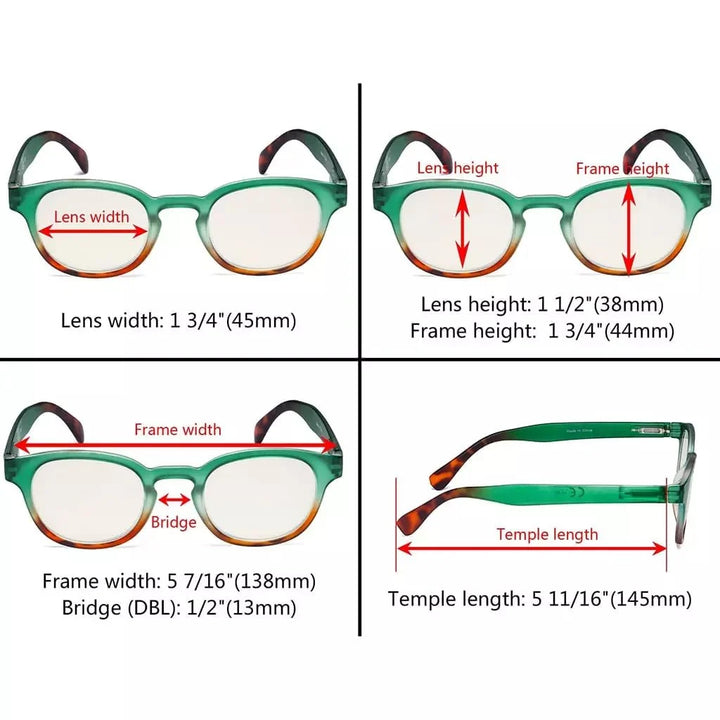 4 Pack Blue Light Filter Reading Glasses UVR124D