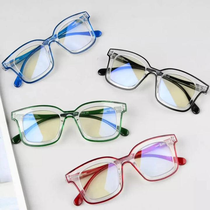 4 Pack Chic Square Blue Light Filter Reading Glasses UV2105