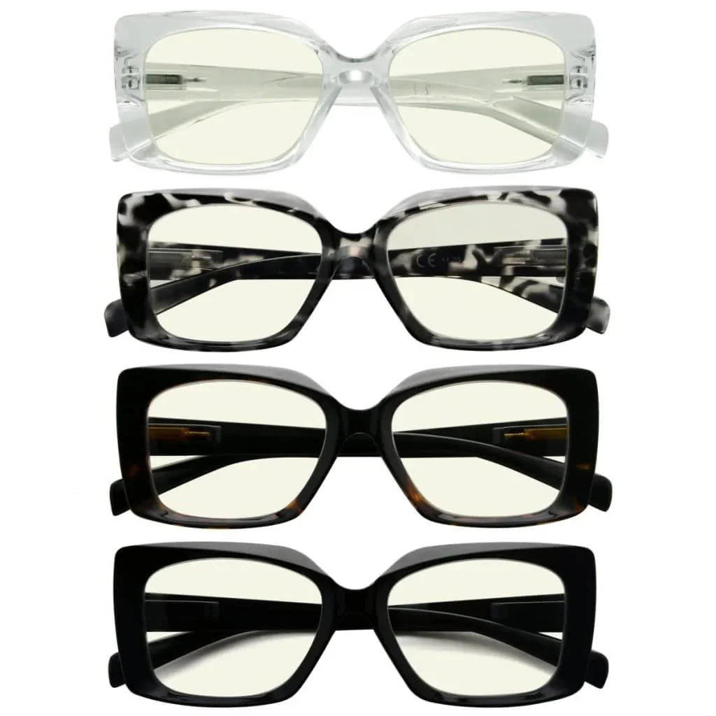 4 Pack Chic Thicker Frame Blue Light Filter Readers UVR2010
