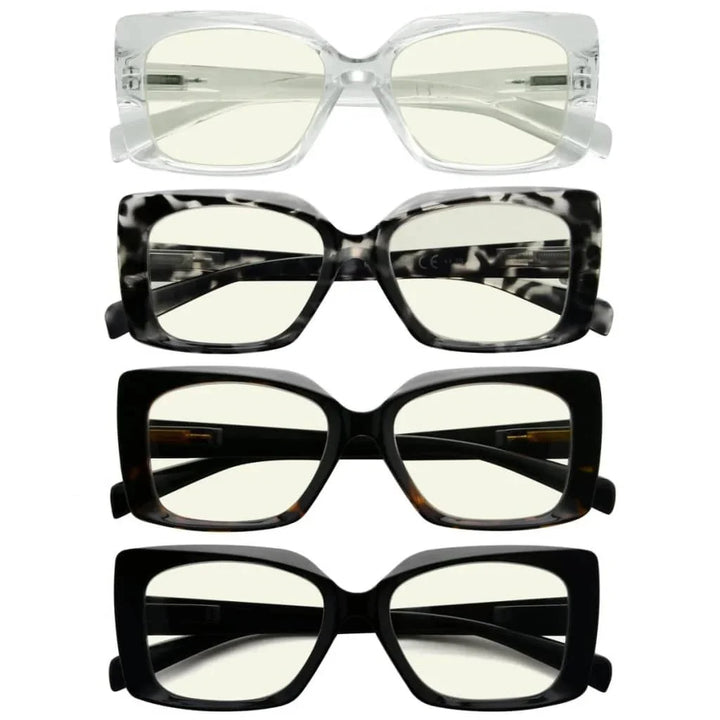 4 Pack Chic Thicker Frame Blue Light Filter Readers UVR2010