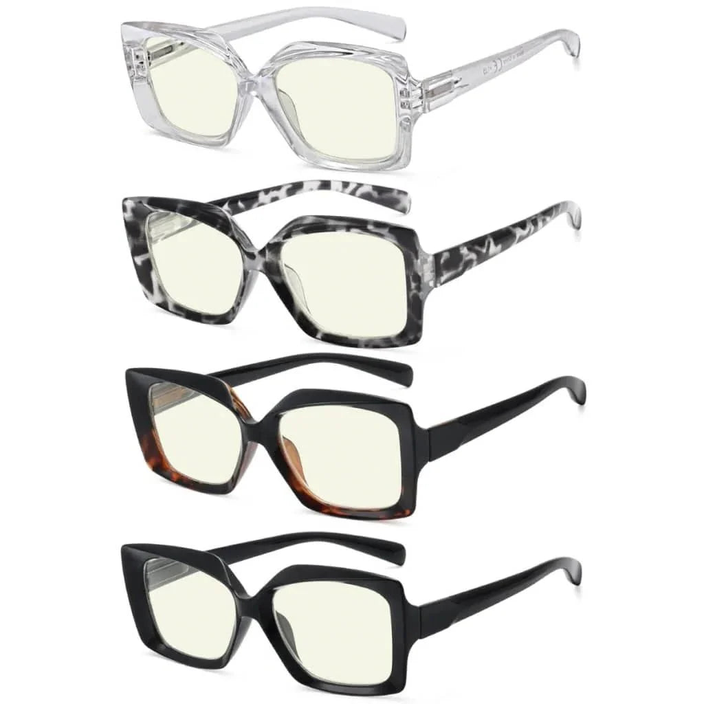 4 Pack Chic Thicker Frame Blue Light Filter Readers UVR2010