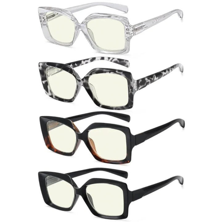 4 Pack Chic Thicker Frame Blue Light Filter Readers UVR2010