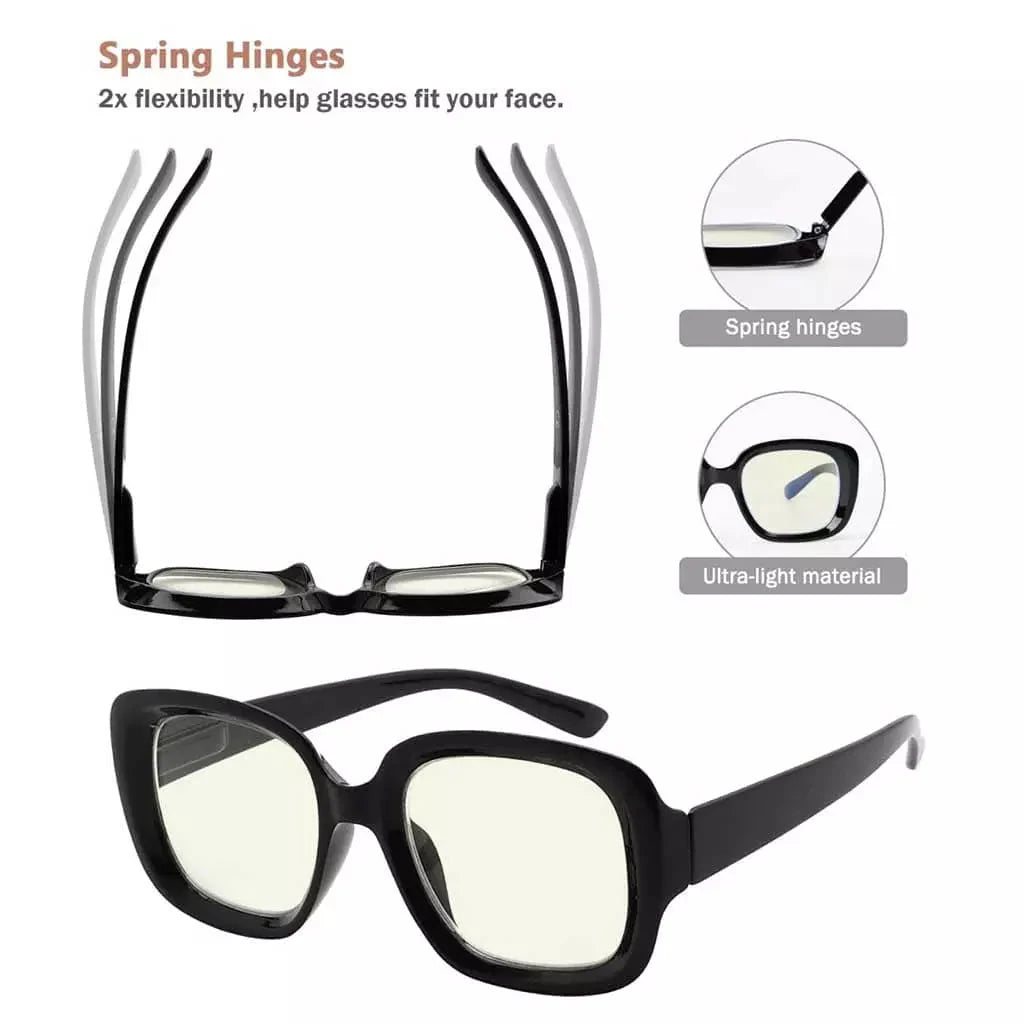 4 Pack Chic Thicker Frame Blue Light Filter Readers UVR2035