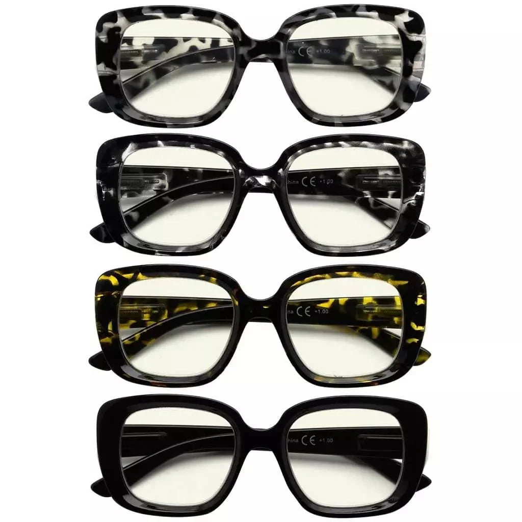 4 Pack Chic Thicker Frame Blue Light Filter Readers UVR2035